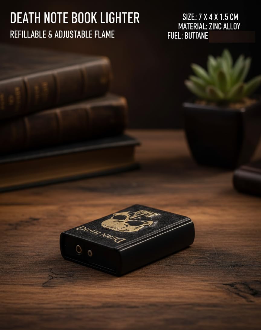 Death Note Black Skull Butane Lighter – Windproof Pocket Flame Lighter