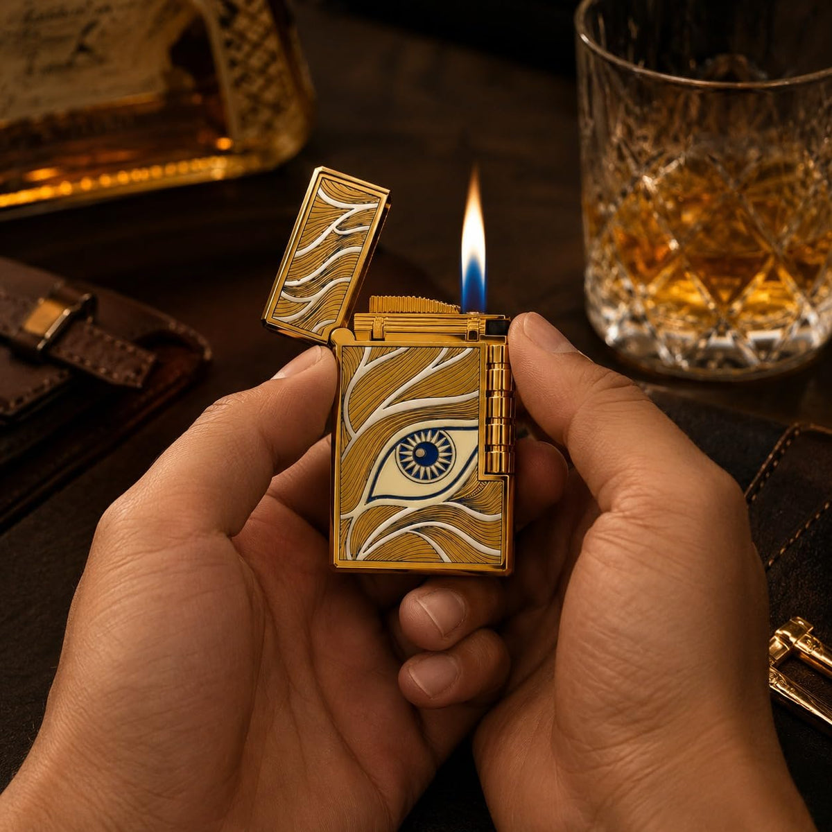 Golden Mystic Eye Windproof Metal Lighter