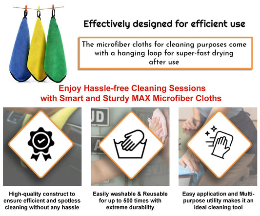 Microfiber Cloth for Car Cleaning (3 Pcs) - Ultra Soft, Thick Plush, Double Sided Microfiber Towel for Car Cleaning, Washing, Detailing, 800 GSM, 30 x 40 cm, Multicolour