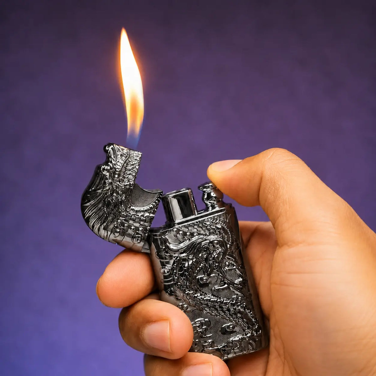 Premium Dragon Design Refillable Metal Lighter