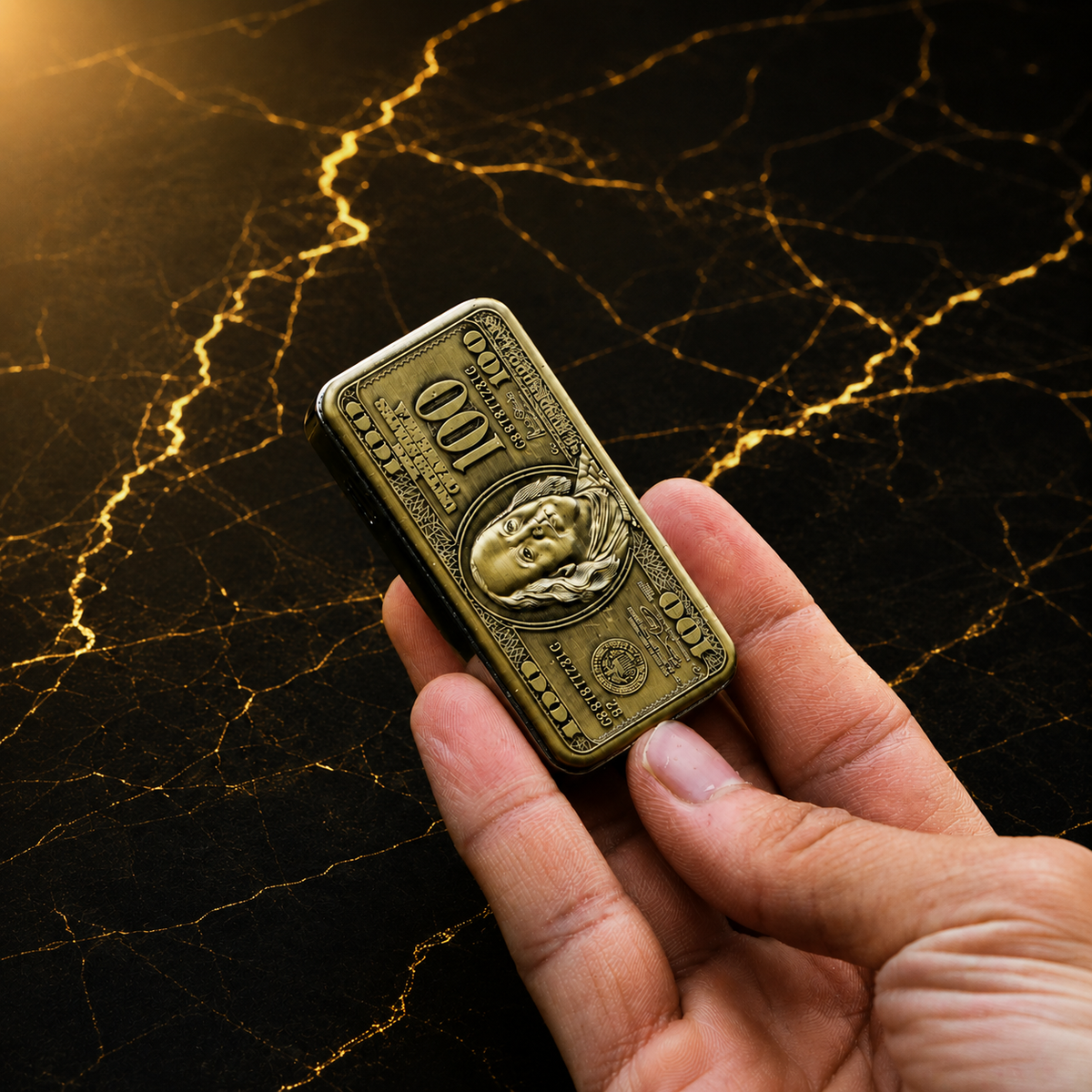 Premium Dollar Bill Jet Flame Lighter – Gold Money Design