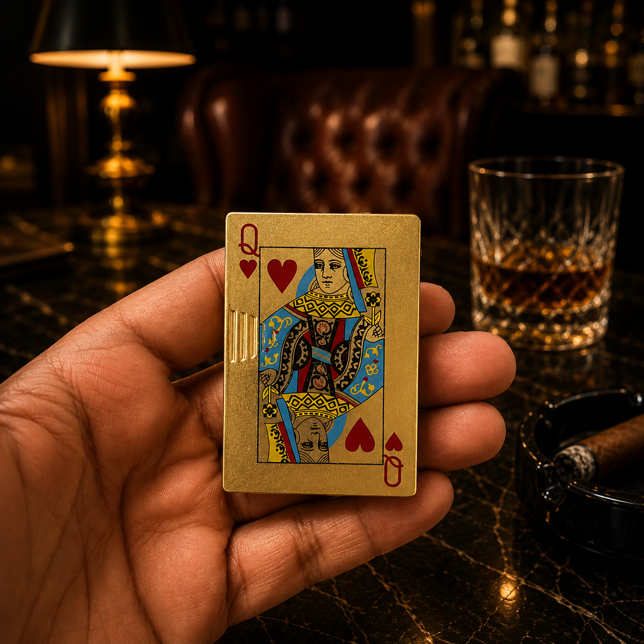 Queen of Hearts Playing Card Windproof Jet Flame Lighter