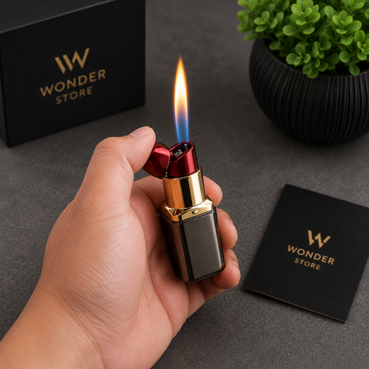 Lipstick Shape Refillable Lighter – Red & Gold Premium Pocket Lighter