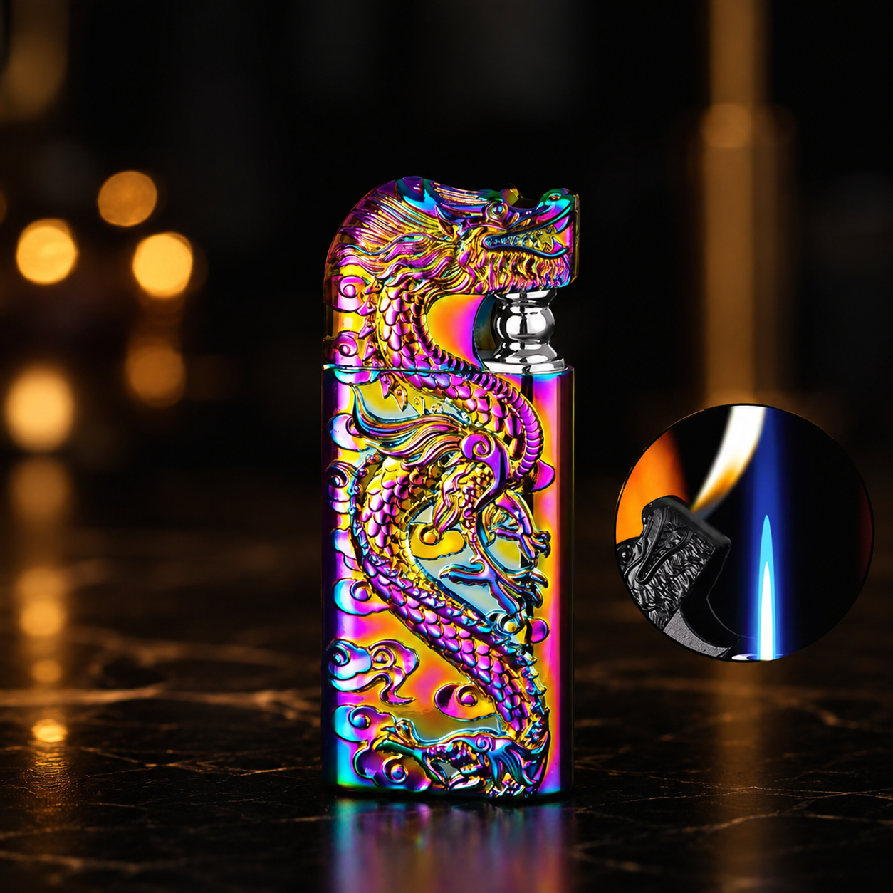 Premium Dragon Design Rainbow Metal Lighter