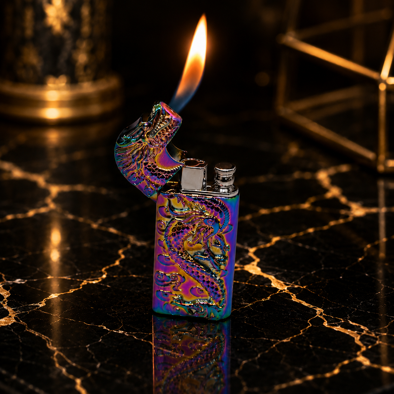 Premium Dragon Design Rainbow Metal Lighter