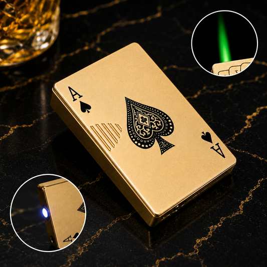 Ace Card Flame Lighter – Premium Refillable Butane Pocket Lighter