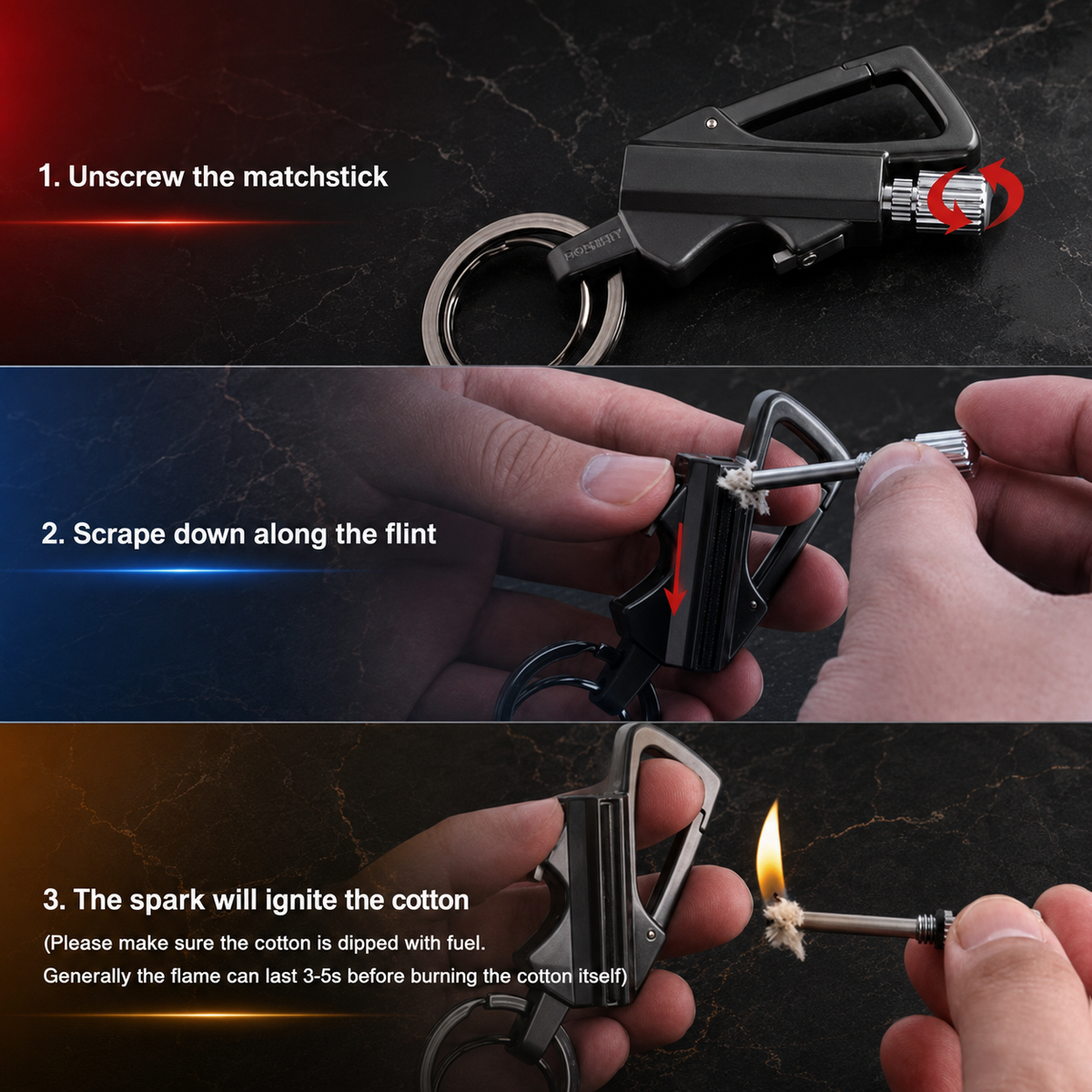 Premium Matchstick Spark Keychain Lighter