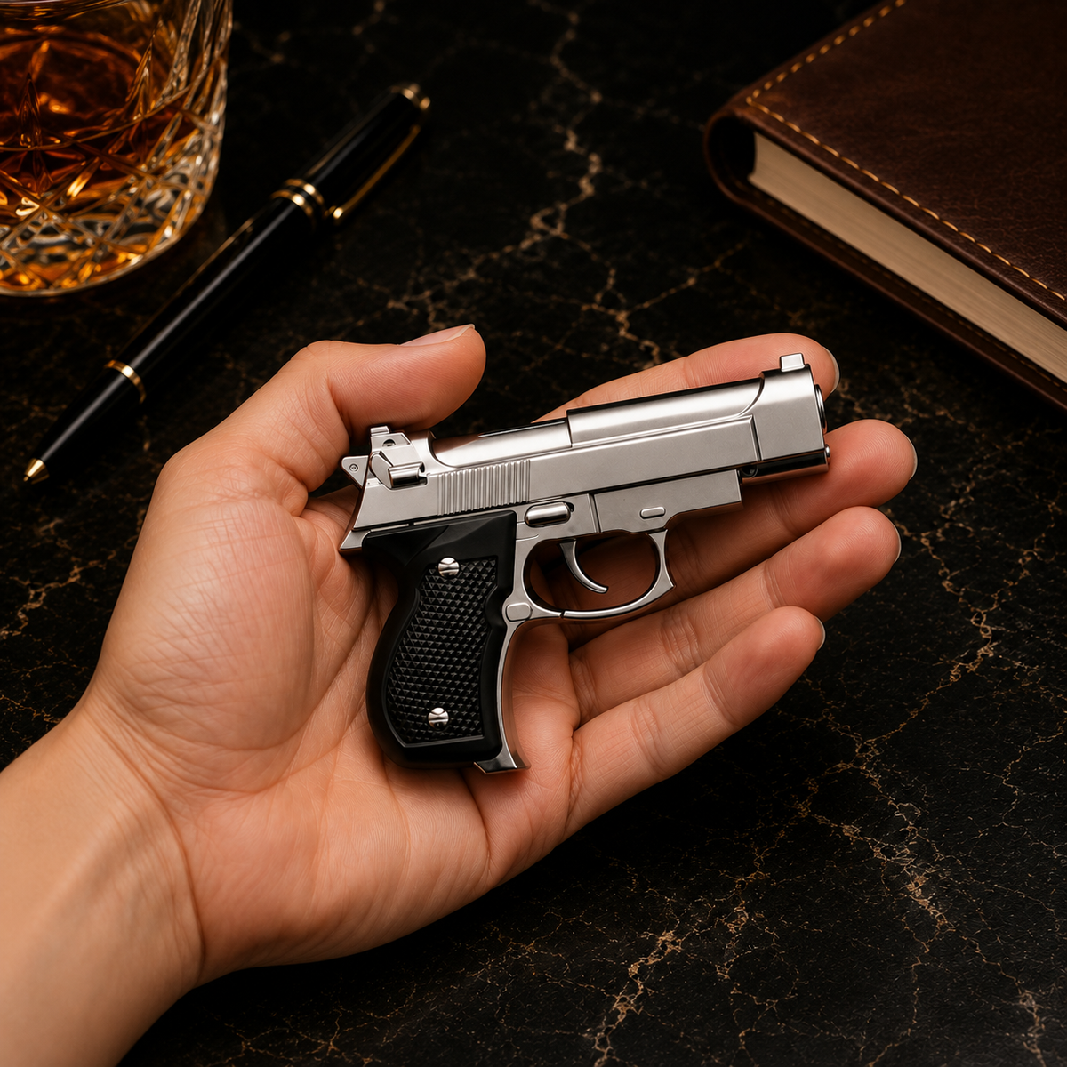 Premium Pistol Style Jet Flame Lighter – Metallic Gun Design