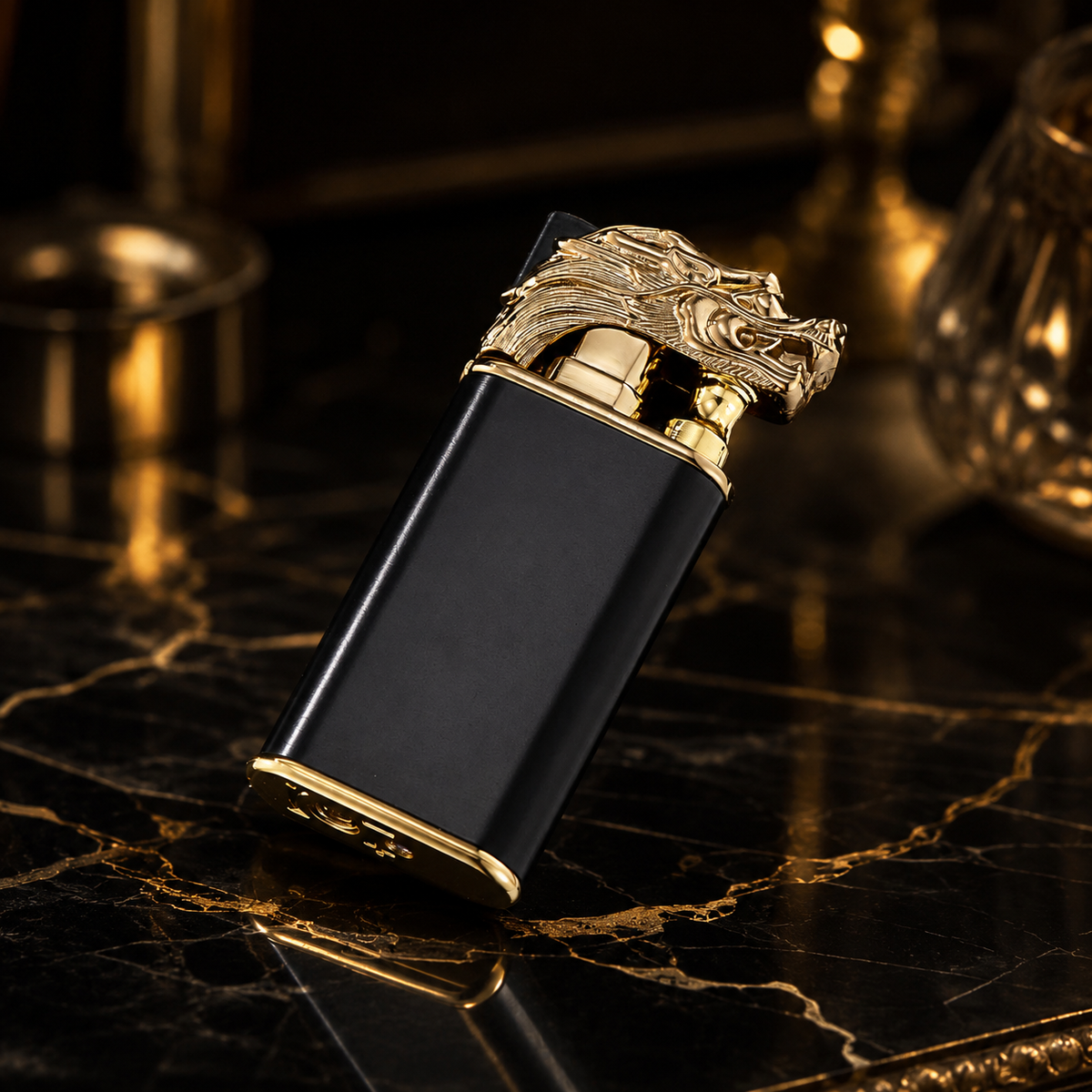 Premium Dragon Head Jet Flame Lighter – Black & Gold Luxury Design