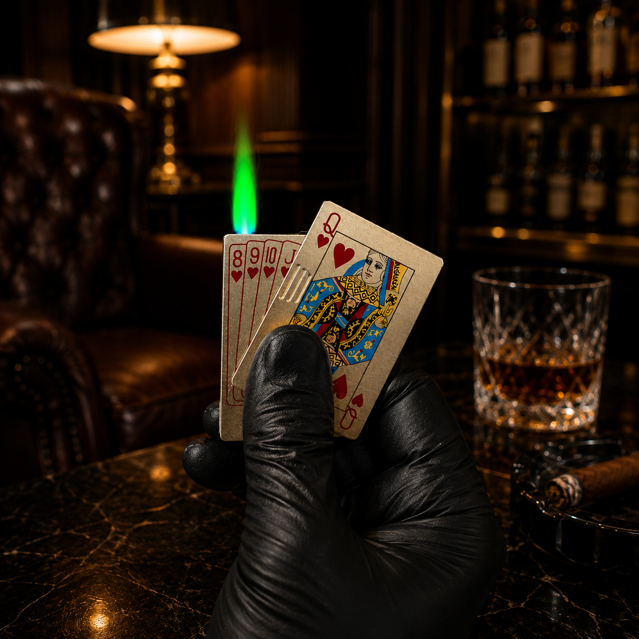 Queen of Hearts Playing Card Windproof Jet Flame Lighter