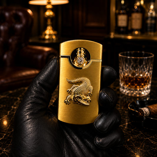 Golden Crocodile Design Butane Lighter