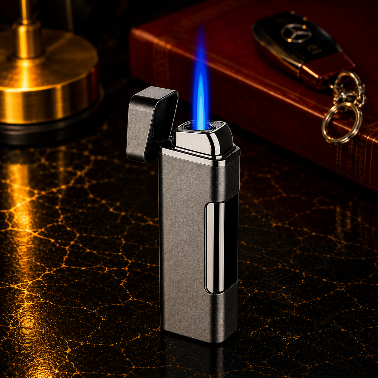 🔥 Storm Grey Windproof Jet Flame Lighter 🔥