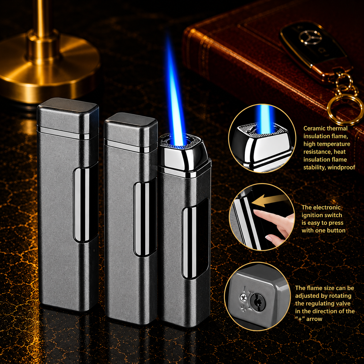🔥 Storm Grey Windproof Jet Flame Lighter 🔥