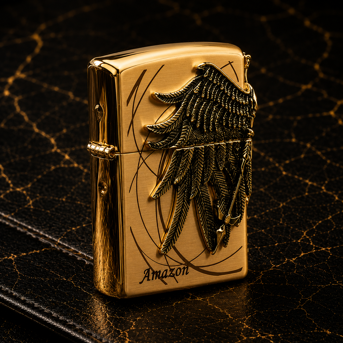 Golden Feather Wing Refillable Lighter