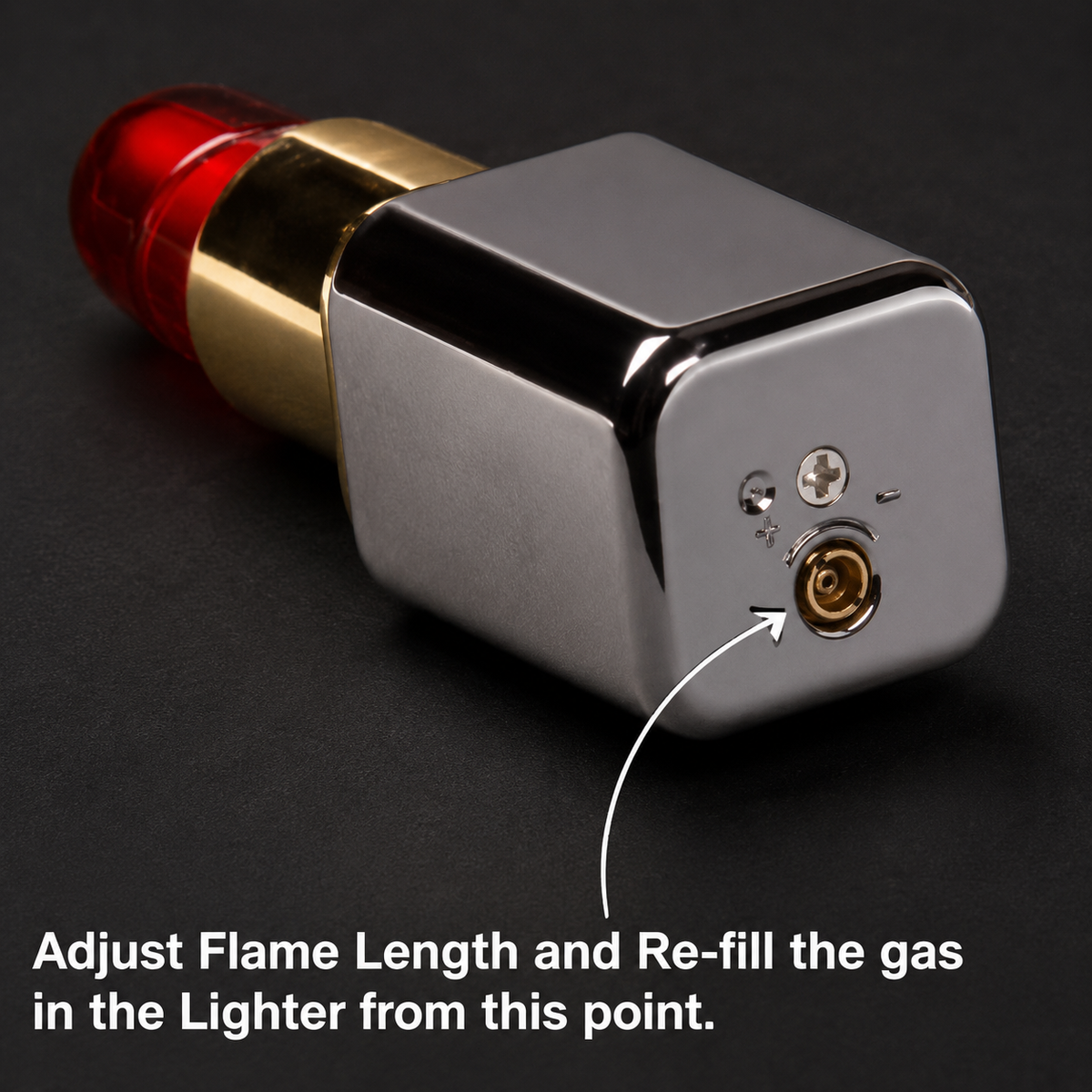 Lipstick Shape Refillable Lighter – Red & Gold Premium Pocket Lighter
