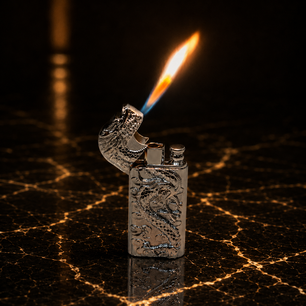 Premium Dragon Design Refillable Metal Lighter