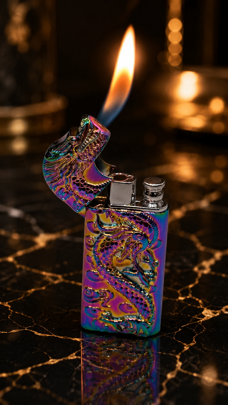 Premium Dragon Design Rainbow Metal Lighter