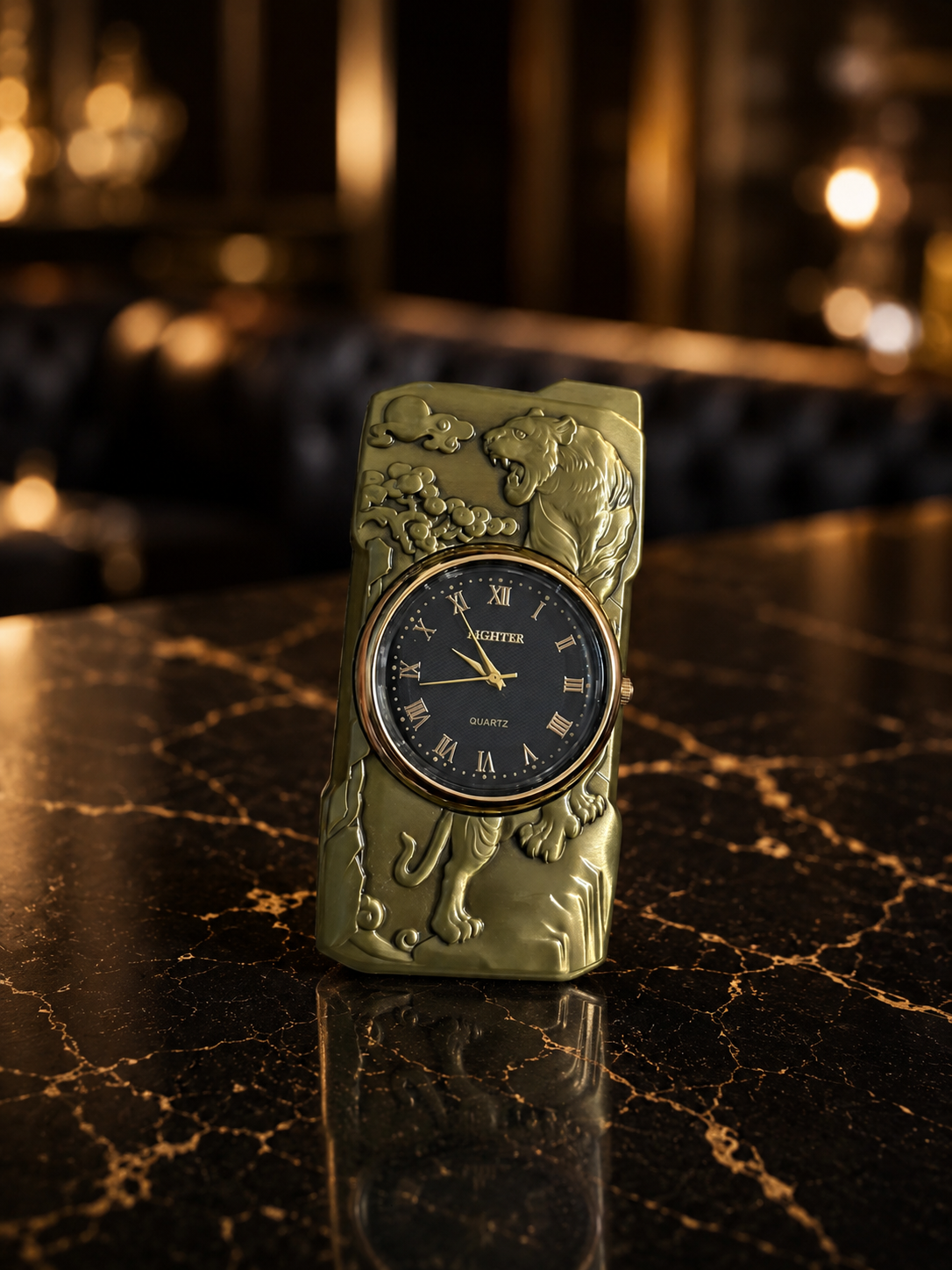 Premium Tiger Design Watch Refillable Metal Lighter