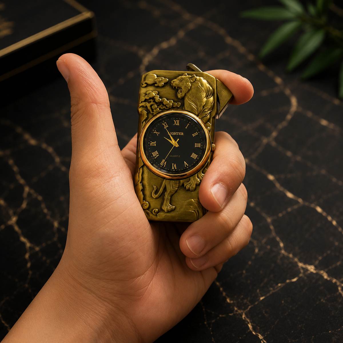 Premium Tiger Design Watch Refillable Metal Lighter