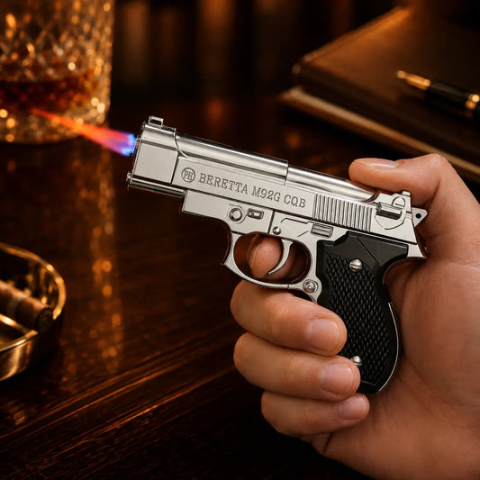 Premium Pistol Style Jet Flame Lighter – Metallic Gun Design